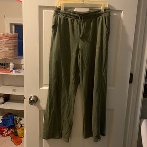 OLIVE GREEN WIDE LEG SWEATPANTS
